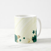 smaragdgrüne Blume goldene Blätter Marmor Kaffeetasse (VorderseiteRechts)