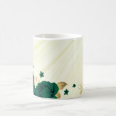 smaragdgrüne Blume goldene Blätter Marmor Kaffeetasse (Mittel)