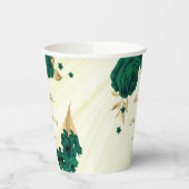 smaragdgrüne Blume goldene Blätter Marmor Pappbecher (Links)