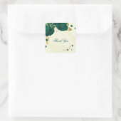 smaragdgrüne Blume goldene Blätter Marmor Quadratischer Aufkleber (Tasche)