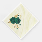 smaragdgrüne Blume goldene Blätter Marmor Serviette (Ecke)