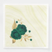 smaragdgrüne Blume goldene Blätter Marmor Serviette (Vorderseite)