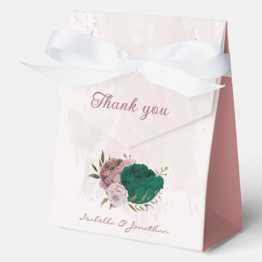 Smaragdgrüne Blume Hochzeit Geschenkschachtel (Vorderseite)