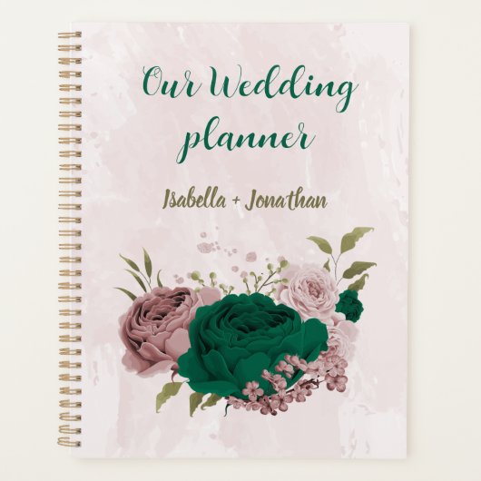 Smaragdgrüne Blume Hochzeit Planer (Vorderseite)