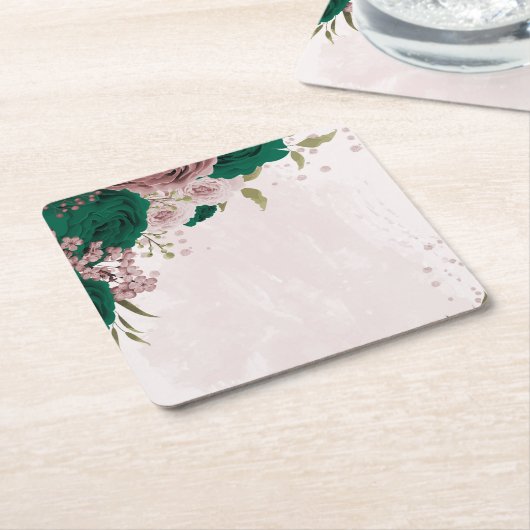 Smaragdgrüne Blume Hochzeit Rechteckiger Pappuntersetzer (angewinkelt)