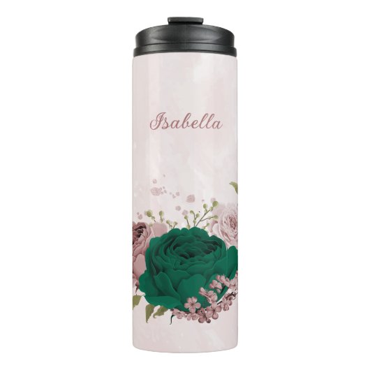 Smaragdgrüne Blume Hochzeit Thermosbecher (Vorderseite)