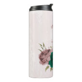 Smaragdgrüne Blume Hochzeit Thermosbecher (Nach links gedreht)