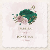 Smaragdgrüne Blume Hochzeit Untersetzer (Vorderseite)