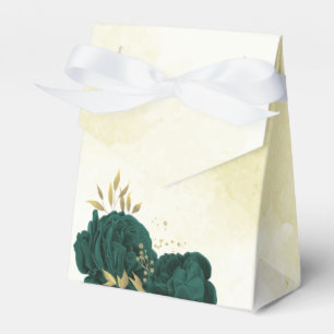 Smaragdgrüne Blume und goldene Blätter Hochzeit Geschenkschachtel