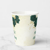 smaragdgrüne Blume und goldene Blätter Pappbecher (Links)