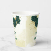 smaragdgrüne Blume und goldene Blätter Pappbecher (Rechts)