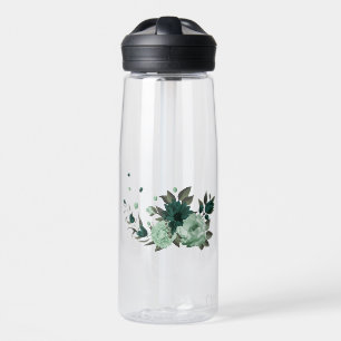 smaragdgrüne Blumen botanisch Trinkflasche