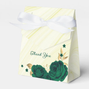 smaragdgrüne Blumen goldene Blätter Marmor Geschenkschachtel