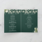 Smaragdgrüne Blumen-Lichterkette Hochzeit Programm (Innenseite)