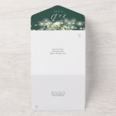 Smaragdgrüne Blumen-Lichterkette QR-Code Hochzeit All In One Einladung (Außenbereich)