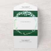 Smaragdgrüne Blumengarten mit Herz Hochzeit All In One Einladung (Außenbereich)