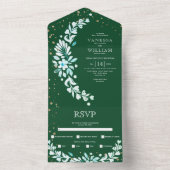 Smaragdgrüne Blumengarten mit Herz Hochzeit All In One Einladung (Innen Boden)