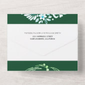 Smaragdgrüne Blumengarten mit Herz Hochzeit All In One Einladung (Rückseite)