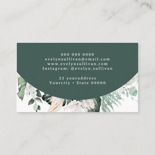 Smaragdgrüne Bogen Business Card Visitenkarte (Rückseite)