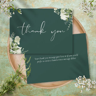 Smaragdgrüne botanische florale elegante Schrift Dankeskarte
