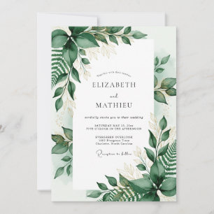 Smaragdgrüne Botanische Hochzeit Einladung