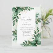 Smaragdgrüne Botanische Hochzeit Einladung (Stehend Vorderseite)