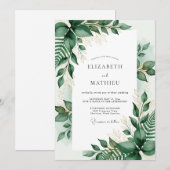 Smaragdgrüne Botanische Hochzeit Einladung (Vorne/Hinten)