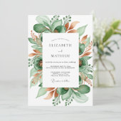 Smaragdgrüne Botanische Hochzeit Einladung (Stehend Vorderseite)
