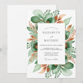 Smaragdgrüne Botanische Hochzeit Einladung (Vorne/Hinten)