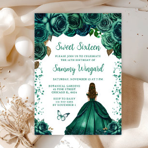 Smaragdgrüne braune Haare Prinzessin Sweet Sixteen Einladung