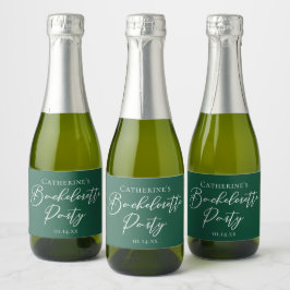 Smaragdgrüne Brautparty Personalisiertes Mini Schaumweinetikett