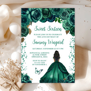Smaragdgrüne Dark Skin Prinzessin Sweet Sixteen Einladung