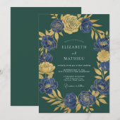 Smaragdgrüne edle botanische Hochzeit Einladung (Vorne/Hinten)