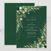 Smaragdgrüne edle Waldhochzeit Einladung (Vorne/Hinten)