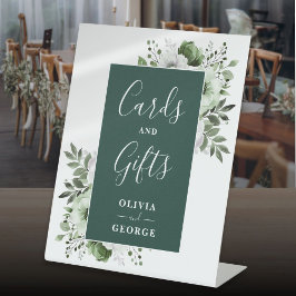 Smaragdgrüne elegante Blumenkarten und Geschenke Sockelschild