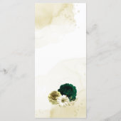 Smaragdgrüne Elfenbeingoldblütenhochzeit Menükarte (Rückseite)