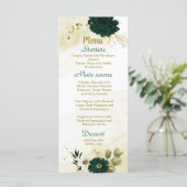 Smaragdgrüne Elfenbeingoldblütenhochzeit Menükarte (Stehend Vorderseite)