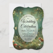 Smaragdgrüne Enchanted Forest Hochzeit Einladung (Vorderseite)