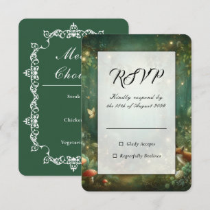 Smaragdgrüne Enchanted Forest Hochzeit RSVP Karte