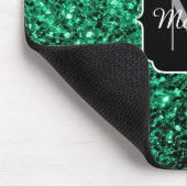 Smaragdgrüne falsche Glitter-Funkeln Monogramm Mousepad (Ecke)