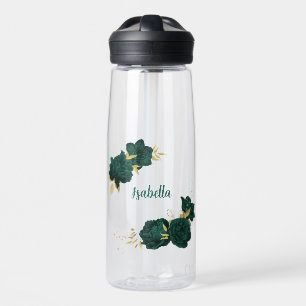 smaragdgrüne floral gold trinkflasche