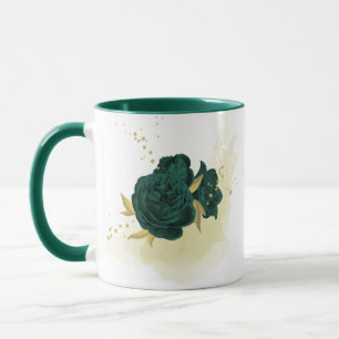 smaragdgrüne floral goldene tasse