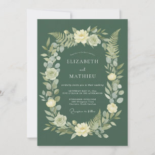 Smaragdgrüne florale botanische Hochzeit Einladung