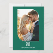 Smaragdgrüne florale Foto- und QR-Code-Hochzeit Einladung (Rückseite)