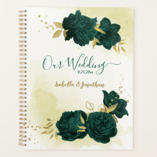 smaragdgrüne florale goldene Hochzeit Planer