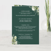 Smaragdgrüne Florale Grüne Hochzeit Programm (Rückseite)