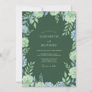 Smaragdgrüne florale Hochzeit Einladung