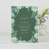 Smaragdgrüne florale Hochzeit Einladung (Stehend Vorderseite)