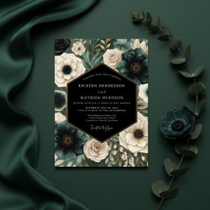 Smaragdgrüne Florale Hochzeit Einladung