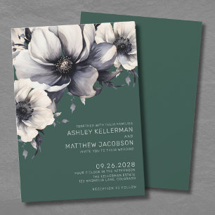 Smaragdgrüne Florale Hochzeit Einladung
